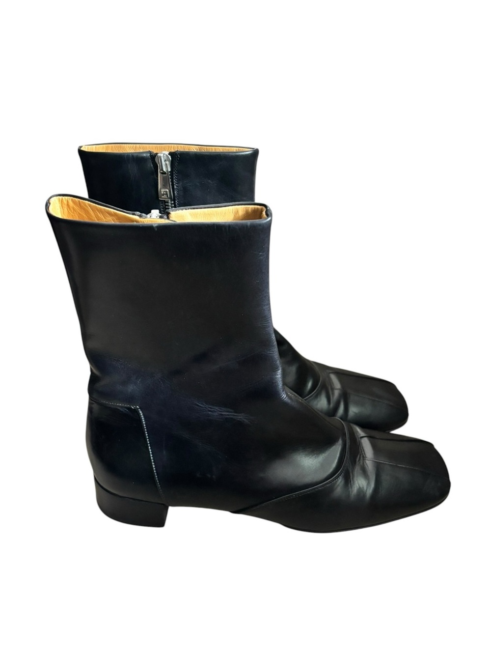 Bally Black Leather Square-Toe Ankle Boots